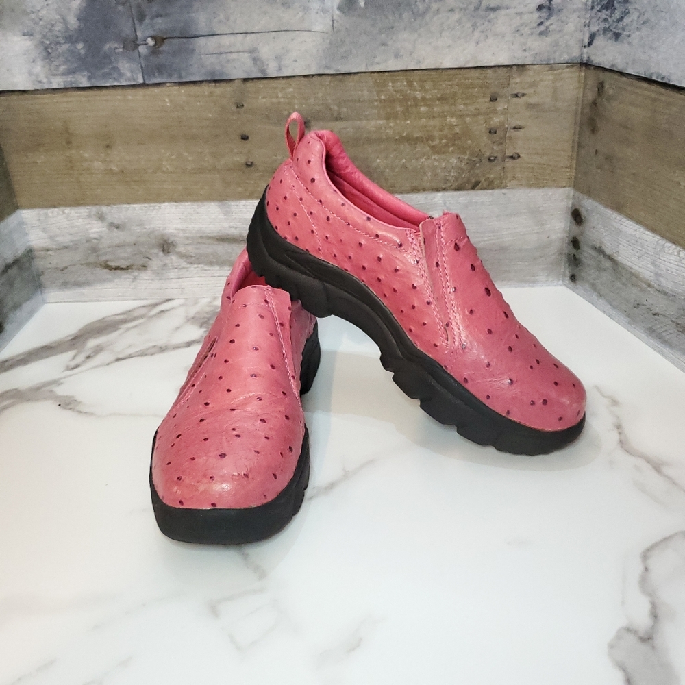 Roper Pink Ostrich Slip On Loafers Shoes Size 8